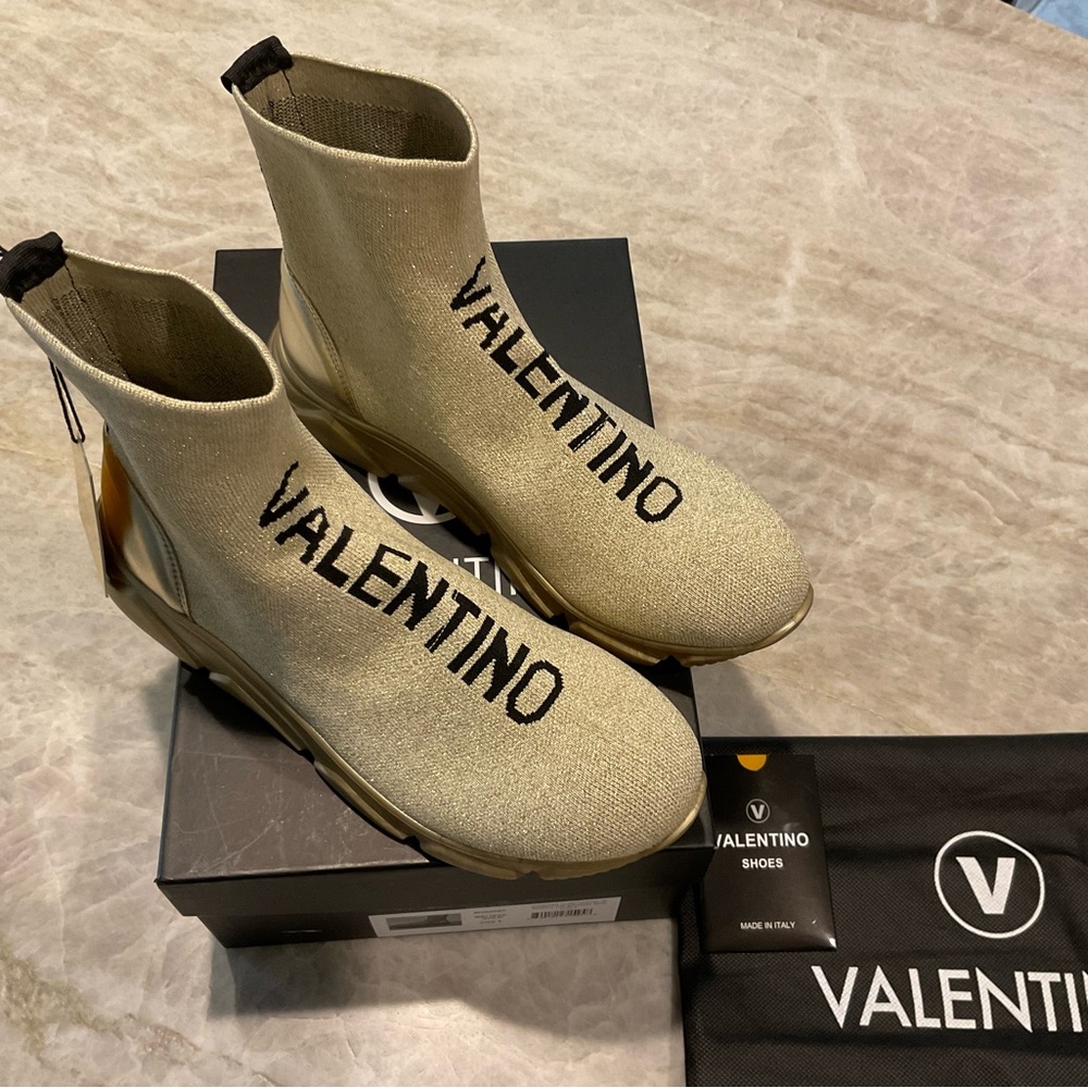 Valentino Melissa gold sock sneakers. NWT